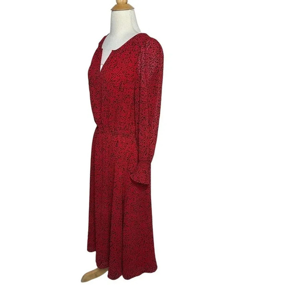 Talbots dress red with black specks long sleeves lightweight size 8 - Picture 3 of 6